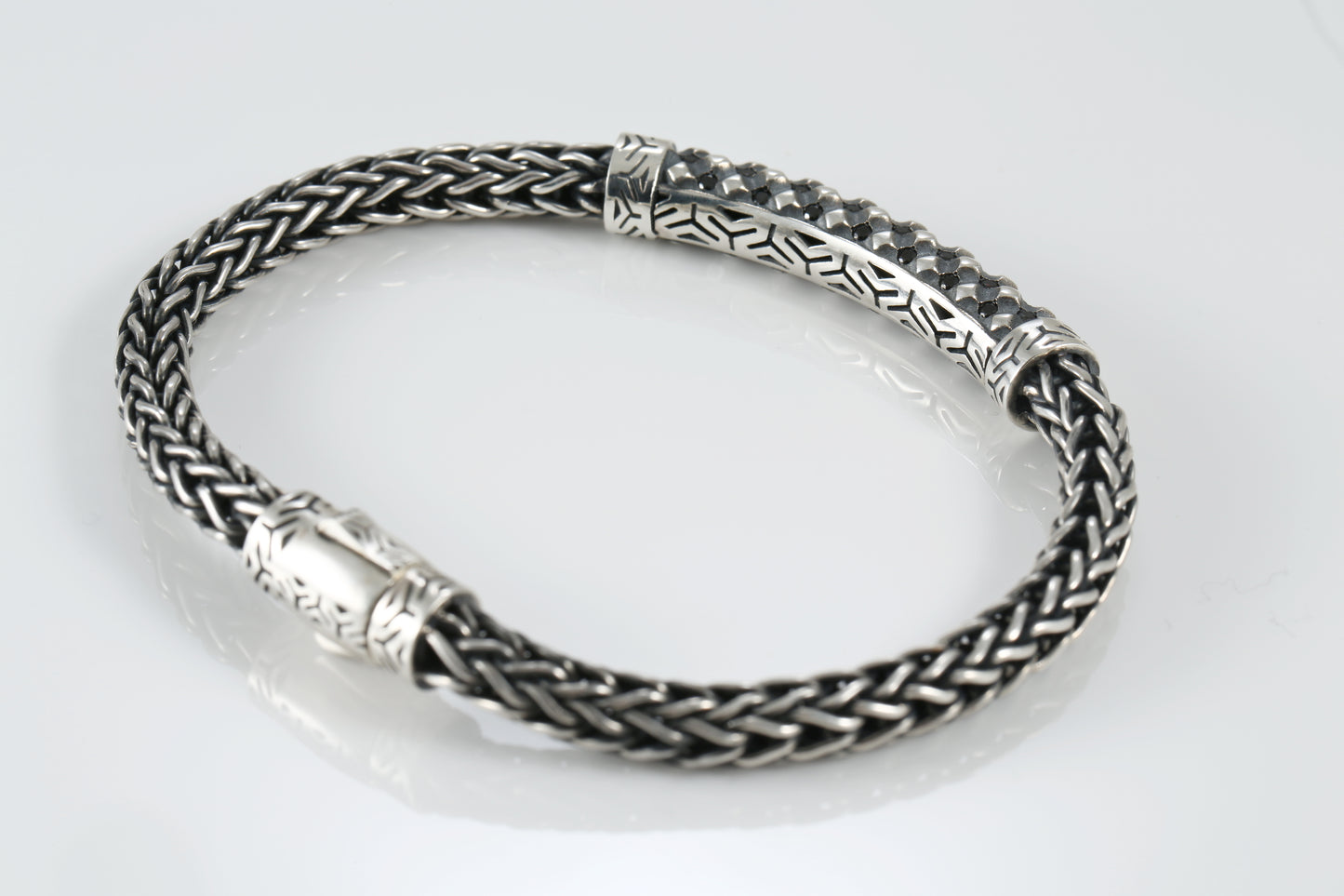 Sterling Silver Bracelet with Black Spinel