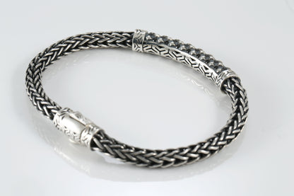 Sterling Silver Bracelet with Black Spinel