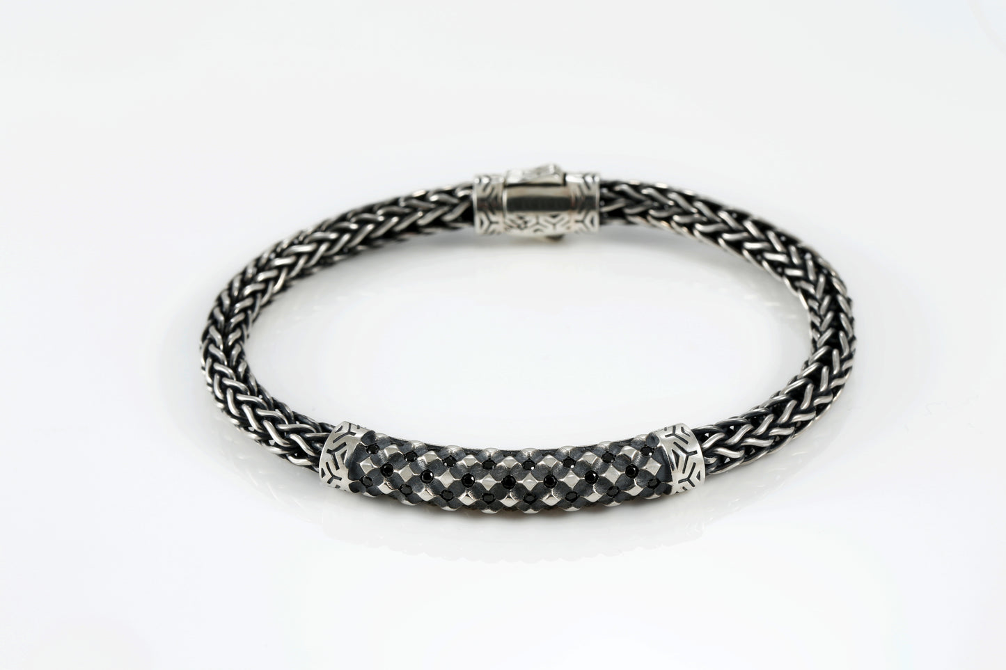 Sterling Silver Bracelet with Black Spinel