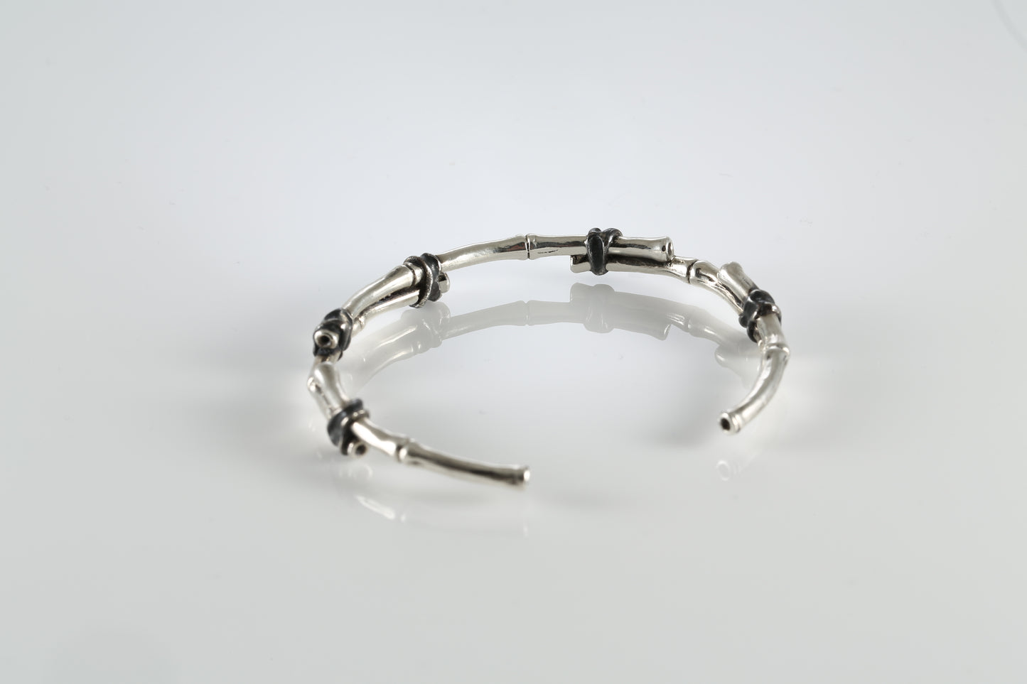 Handmade Sterling Silver Bamboo Cuff – Botanical Open Bangle