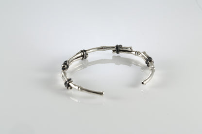 Handmade Sterling Silver Bamboo Cuff – Botanical Open Bangle