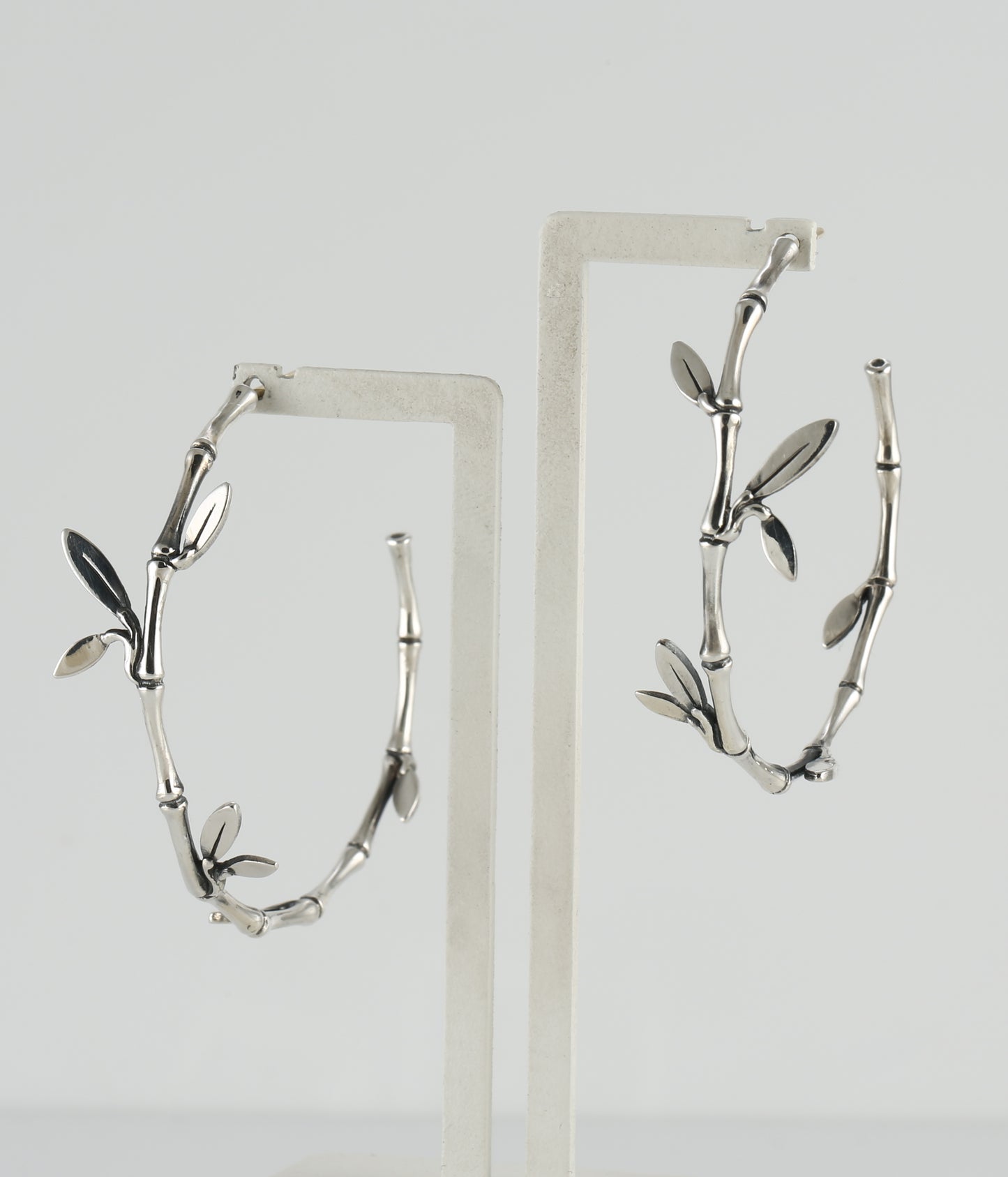 Sterling silver bamboo hoop earrings