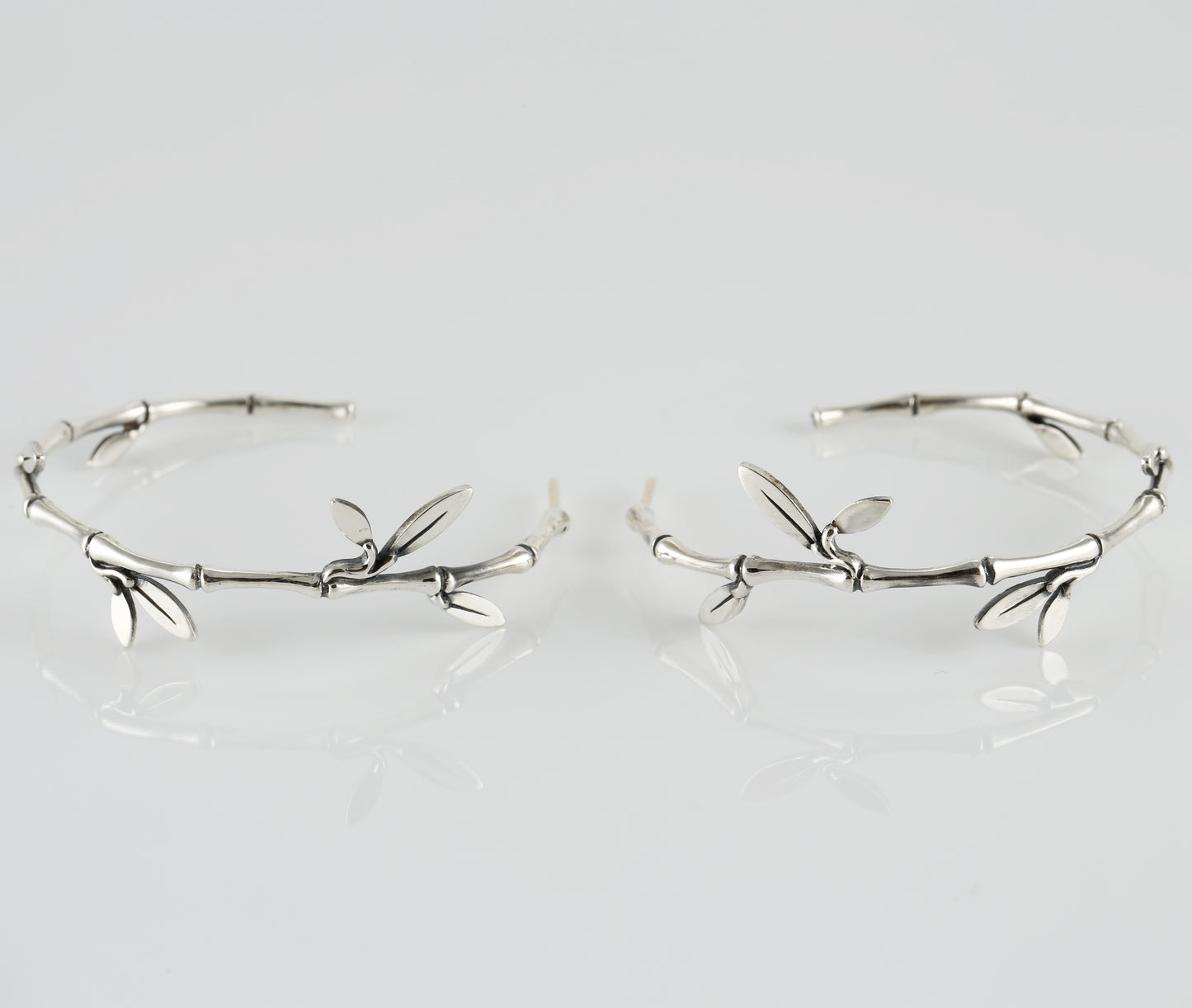 Sterling silver bamboo hoop earrings
