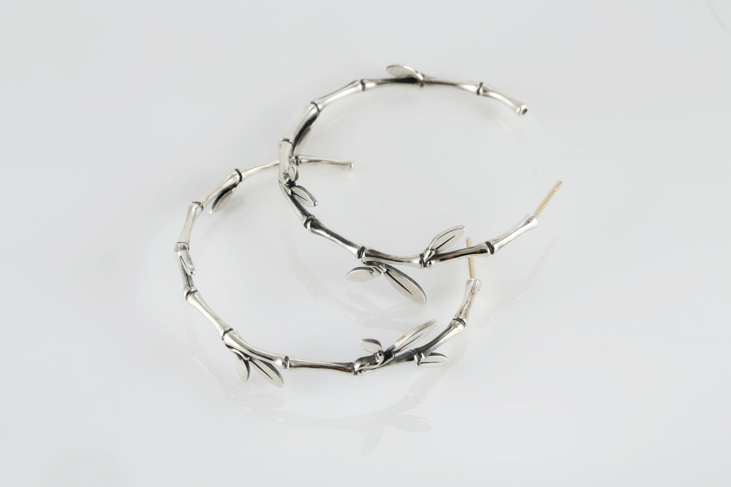 Sterling silver bamboo hoop earrings