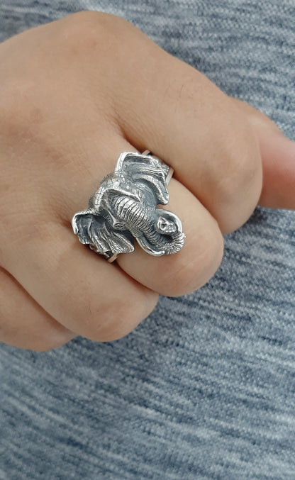 Sterling Silver Elephant  Ring