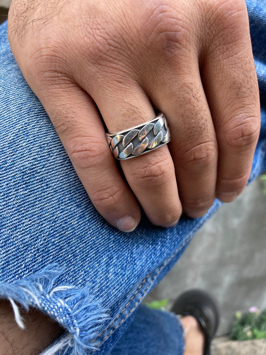 Handmade Sterling Silver Curb Chain Ring