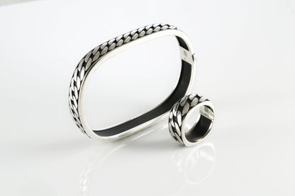 Handmade Sterling Silver Curb Chain Ring