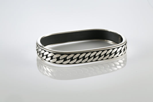 Men's Oxidized Sterling Silver Curb Chain Bracelet