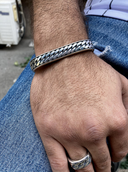 Men's Oxidized Sterling Silver Curb Chain Bracelet