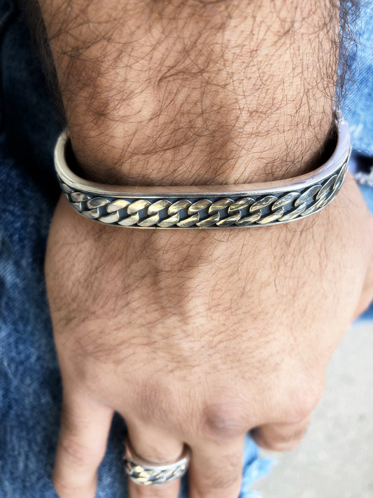 Men's Oxidized Sterling Silver Curb Chain Bracelet