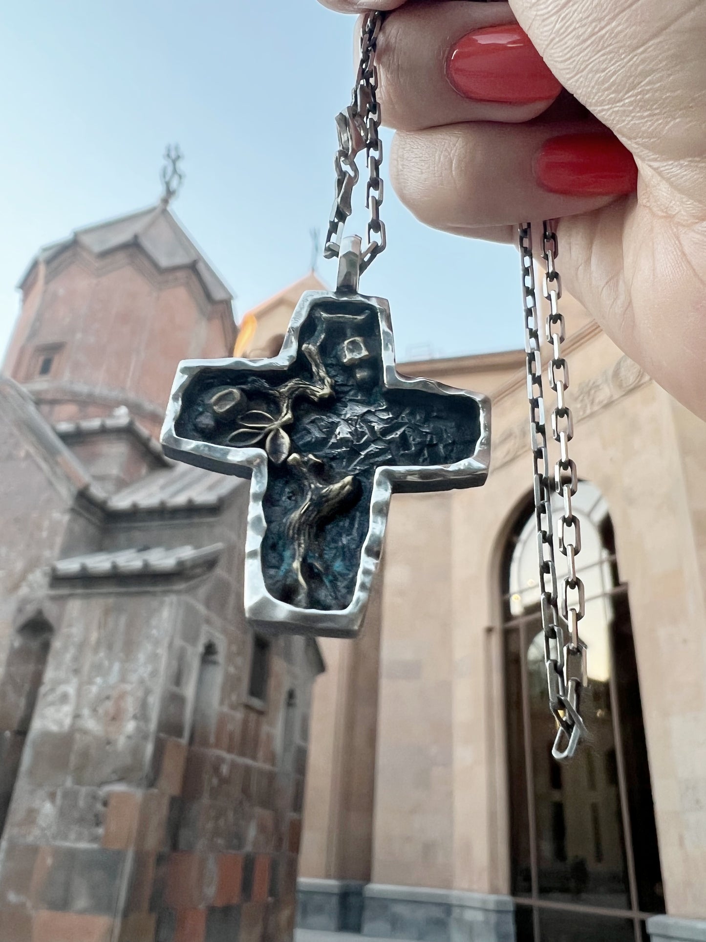 Sterling Silver Cross Necklace – Tree of Life