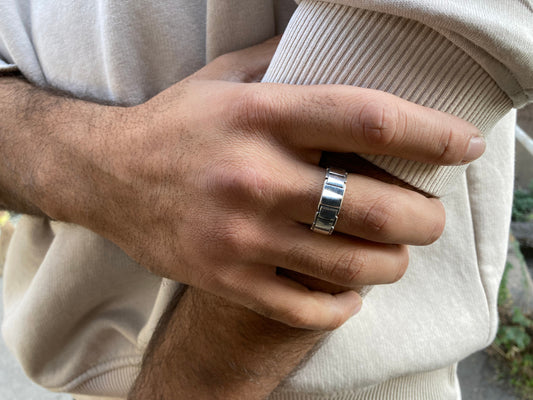 Chain Link Sterling Silver Men's Ring