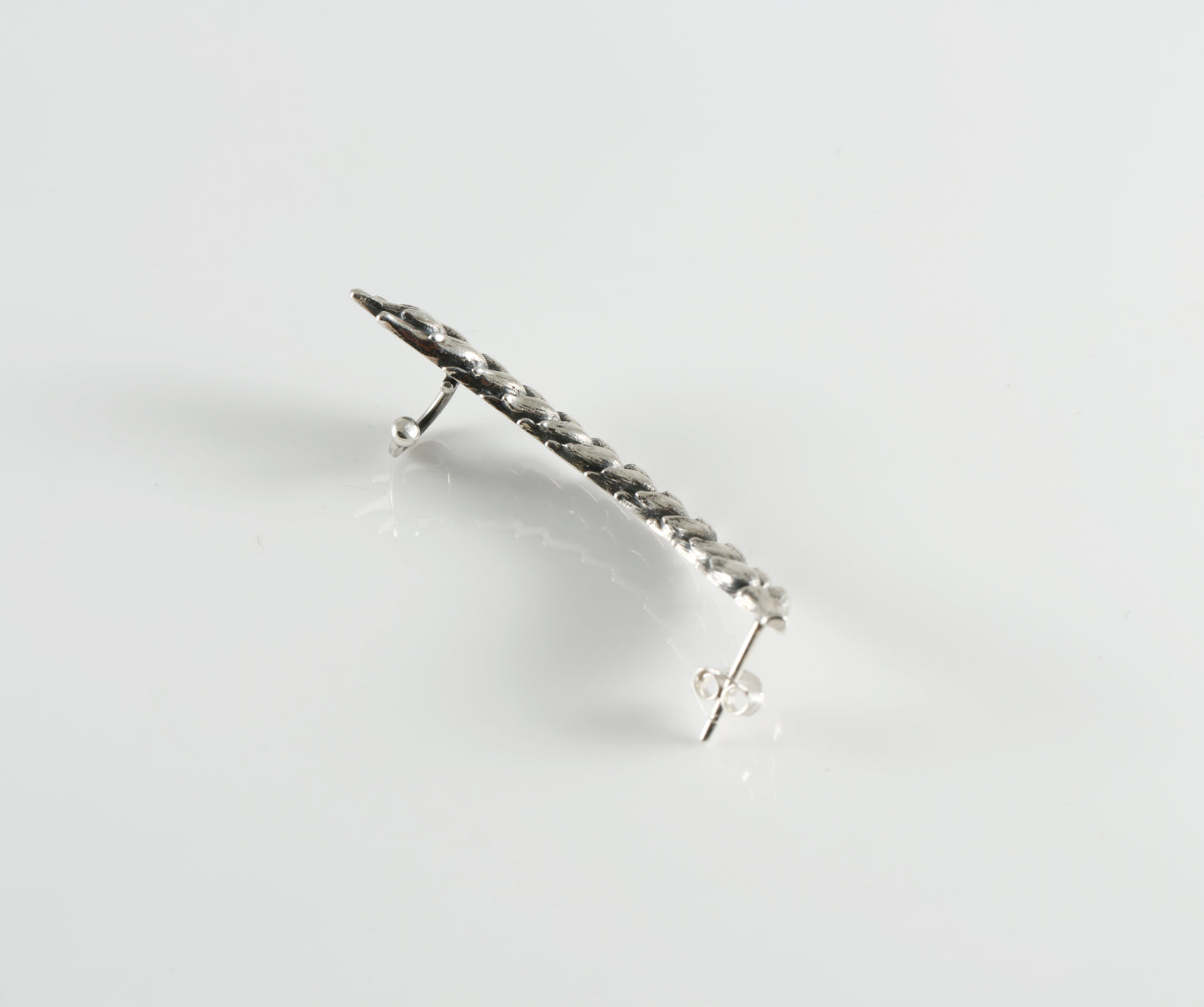 Sterling silver wheat ear cuff and stud earrings