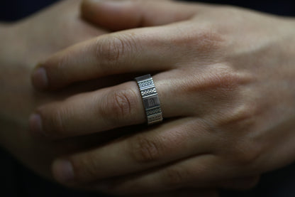 Men's Geometric Sterling Silver Band Ring