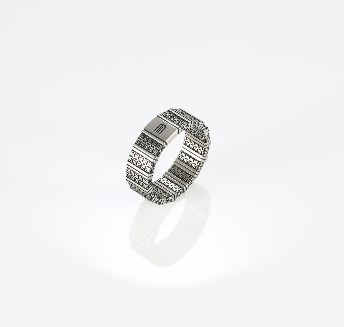 Men's Geometric Sterling Silver Band Ring