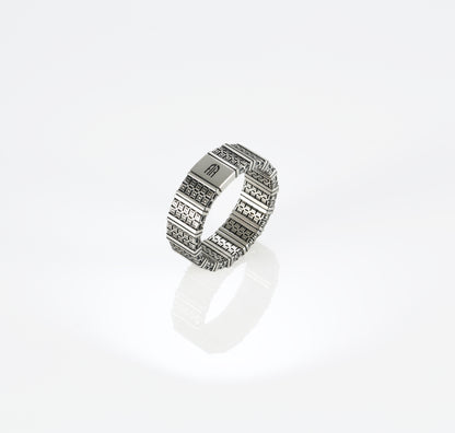 Men's Geometric Sterling Silver Band Ring