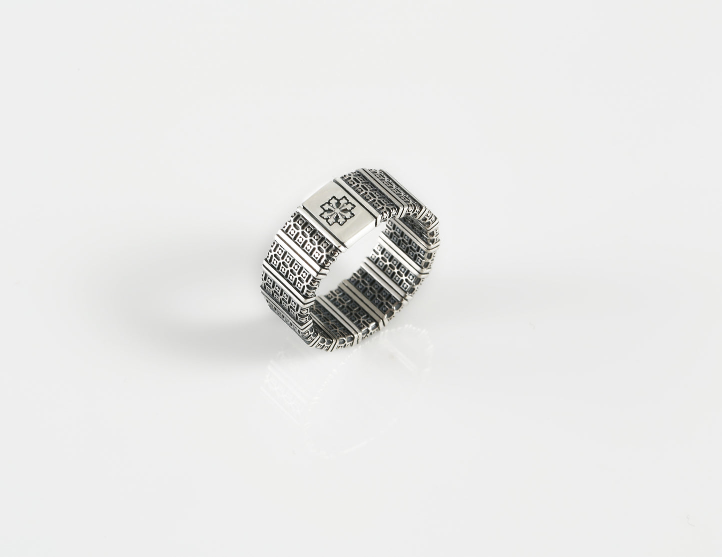 Men's Geometric Sterling Silver Band Ring