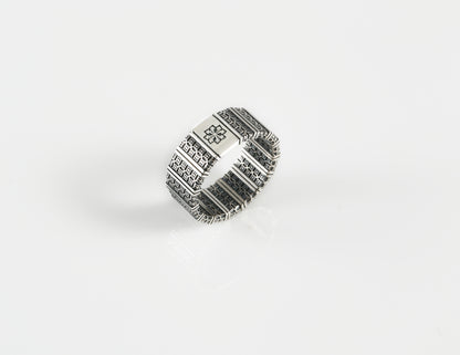 Men's Geometric Sterling Silver Band Ring