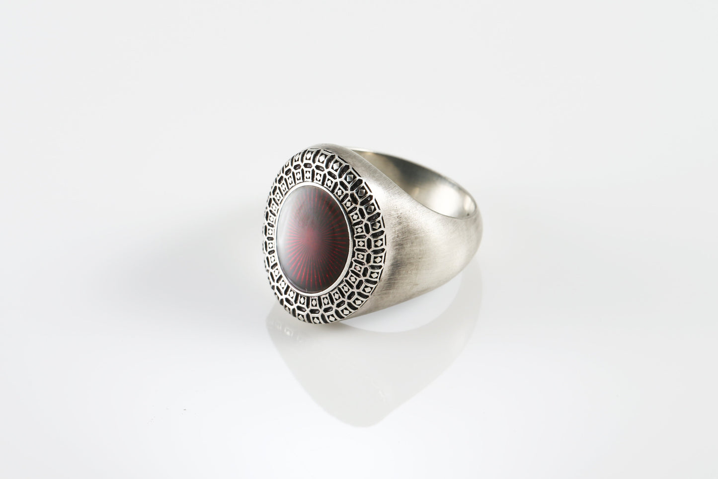 Sterling Silver Red Enamel Signet Ring