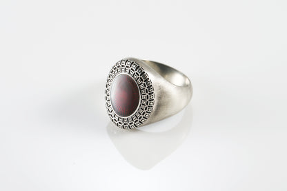 Sterling Silver Red Enamel Signet Ring