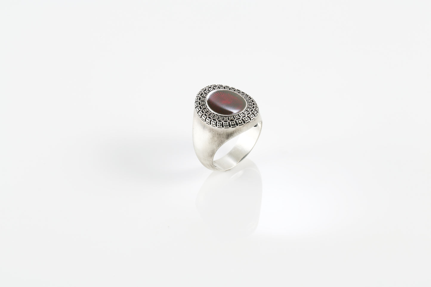 Sterling Silver Red Enamel Signet Ring
