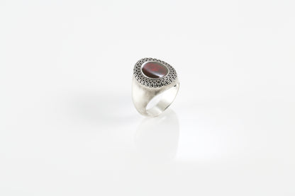 Sterling Silver Red Enamel Signet Ring