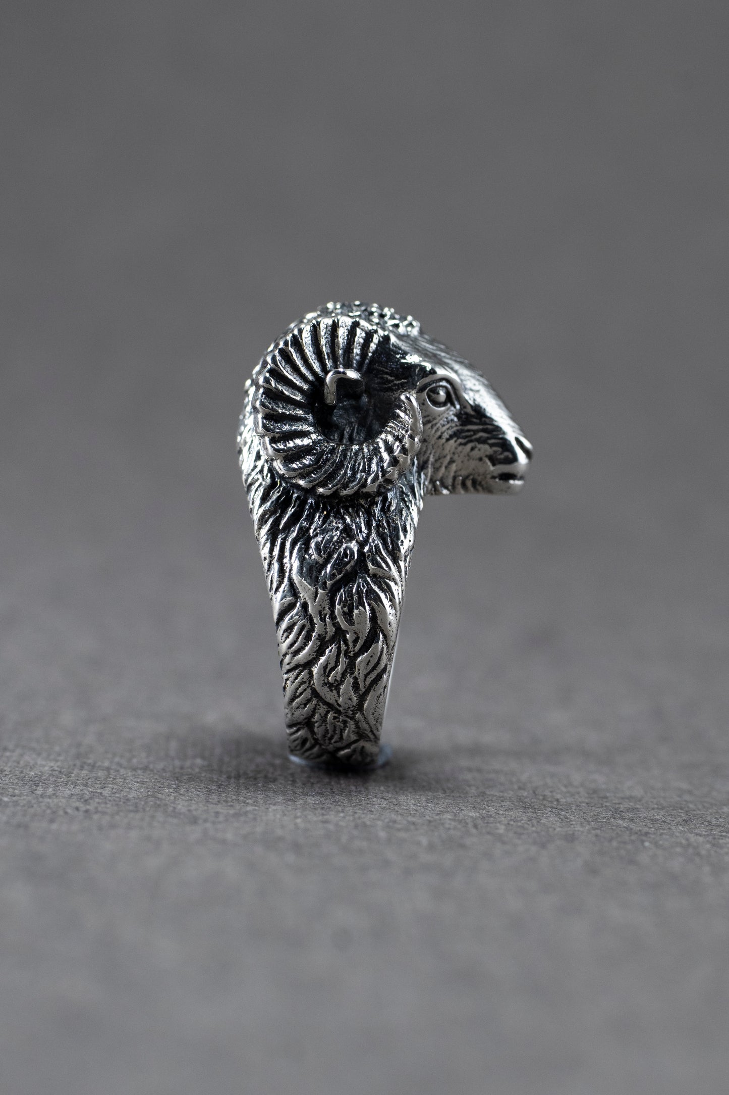 Sterling Silver Ram Head Ring