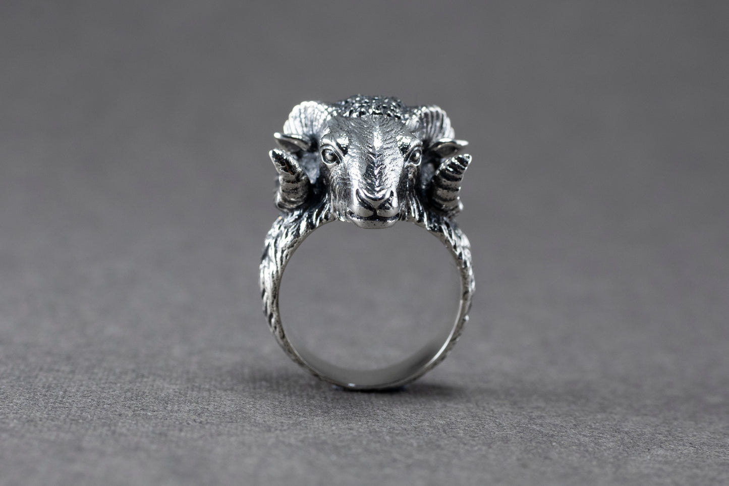 Sterling Silver Ram Head Ring