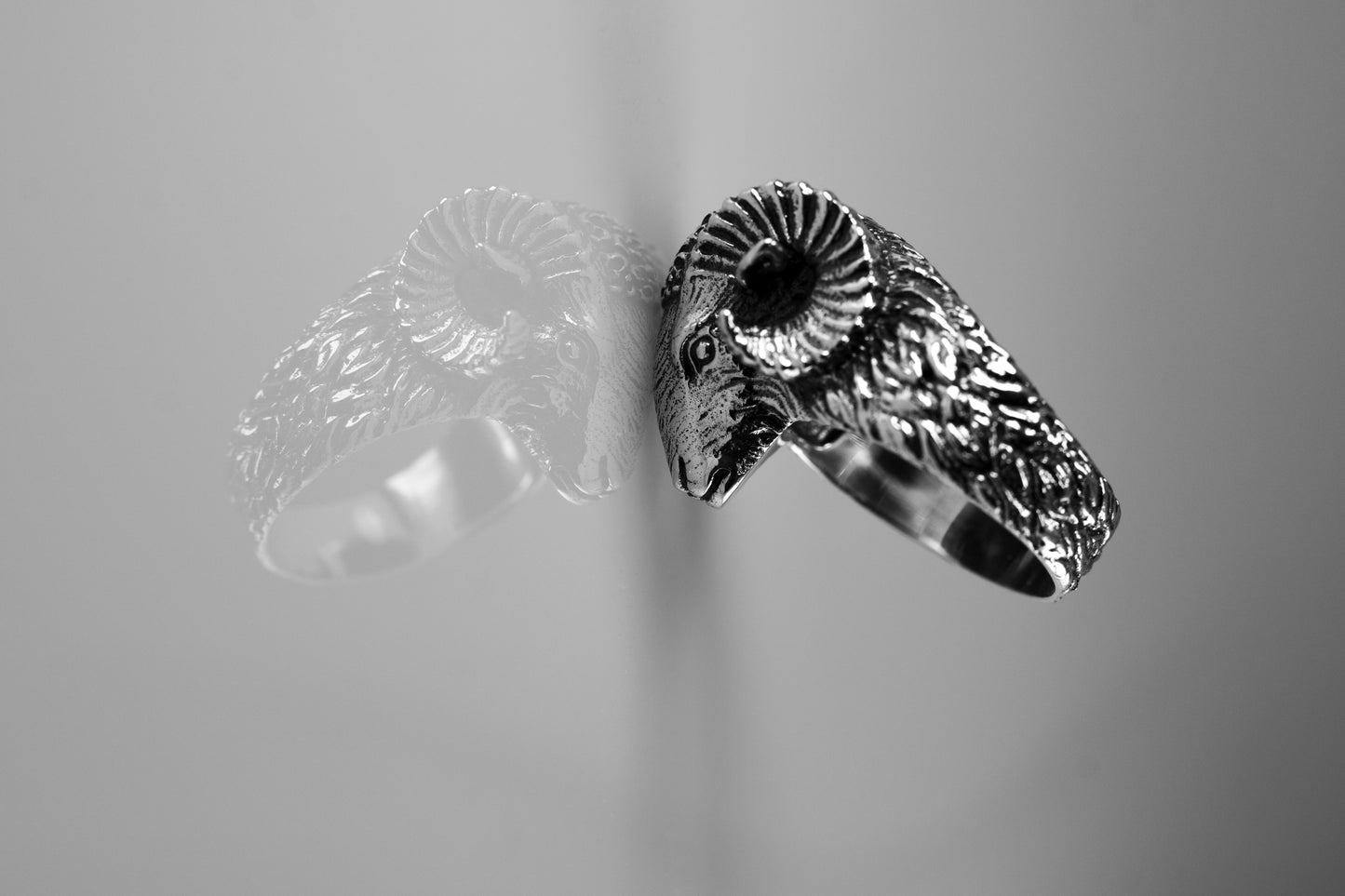 Sterling Silver Ram Head Ring