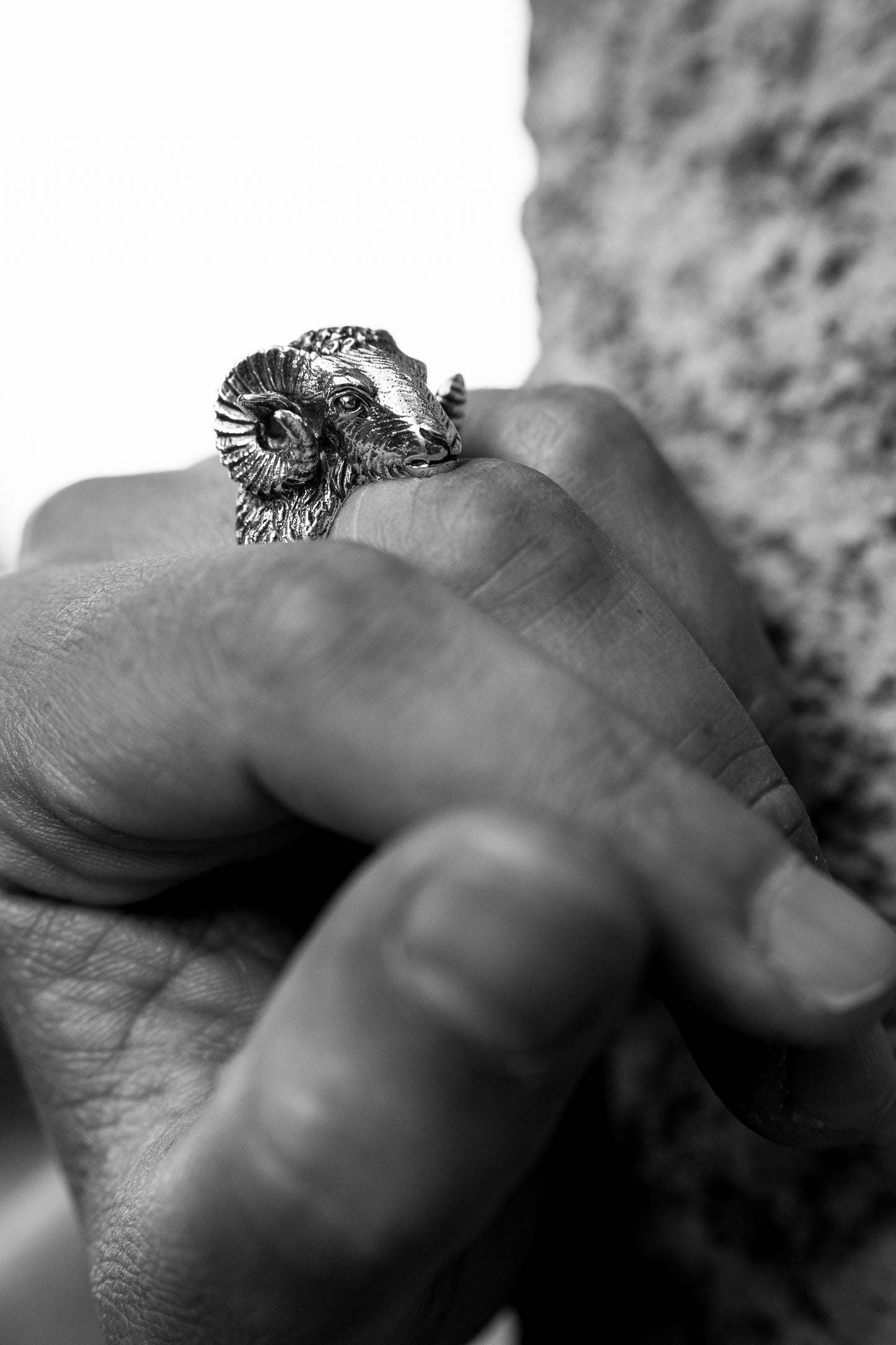 Sterling Silver Ram Head Ring