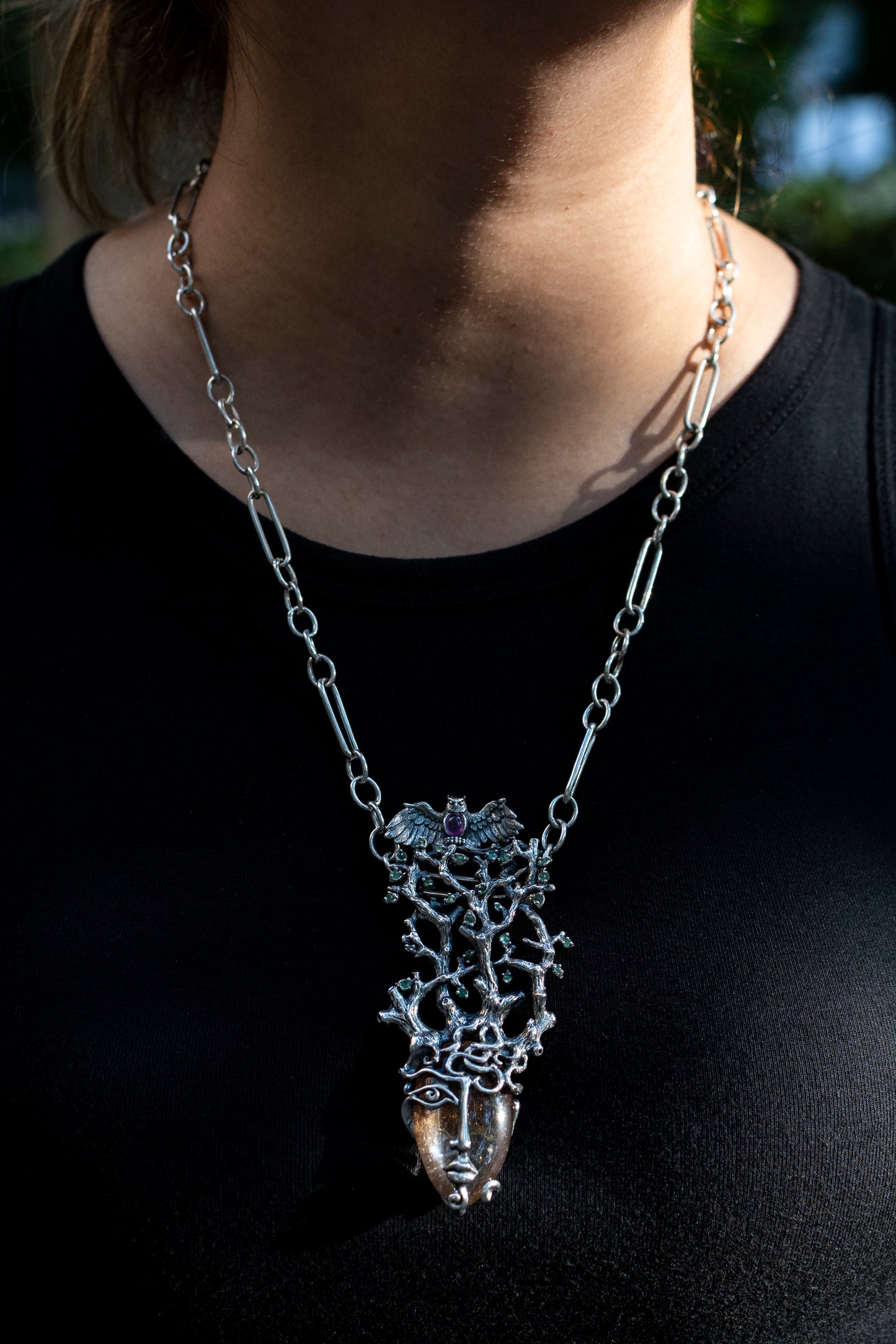 Handmade Sterling Silver  Pendant Necklace "Forest Fairy"