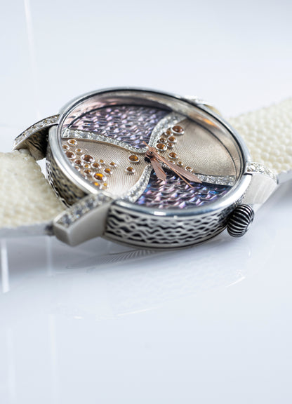 Women's Sterling Silver Watch In The Style Of An Antique Hourglass.