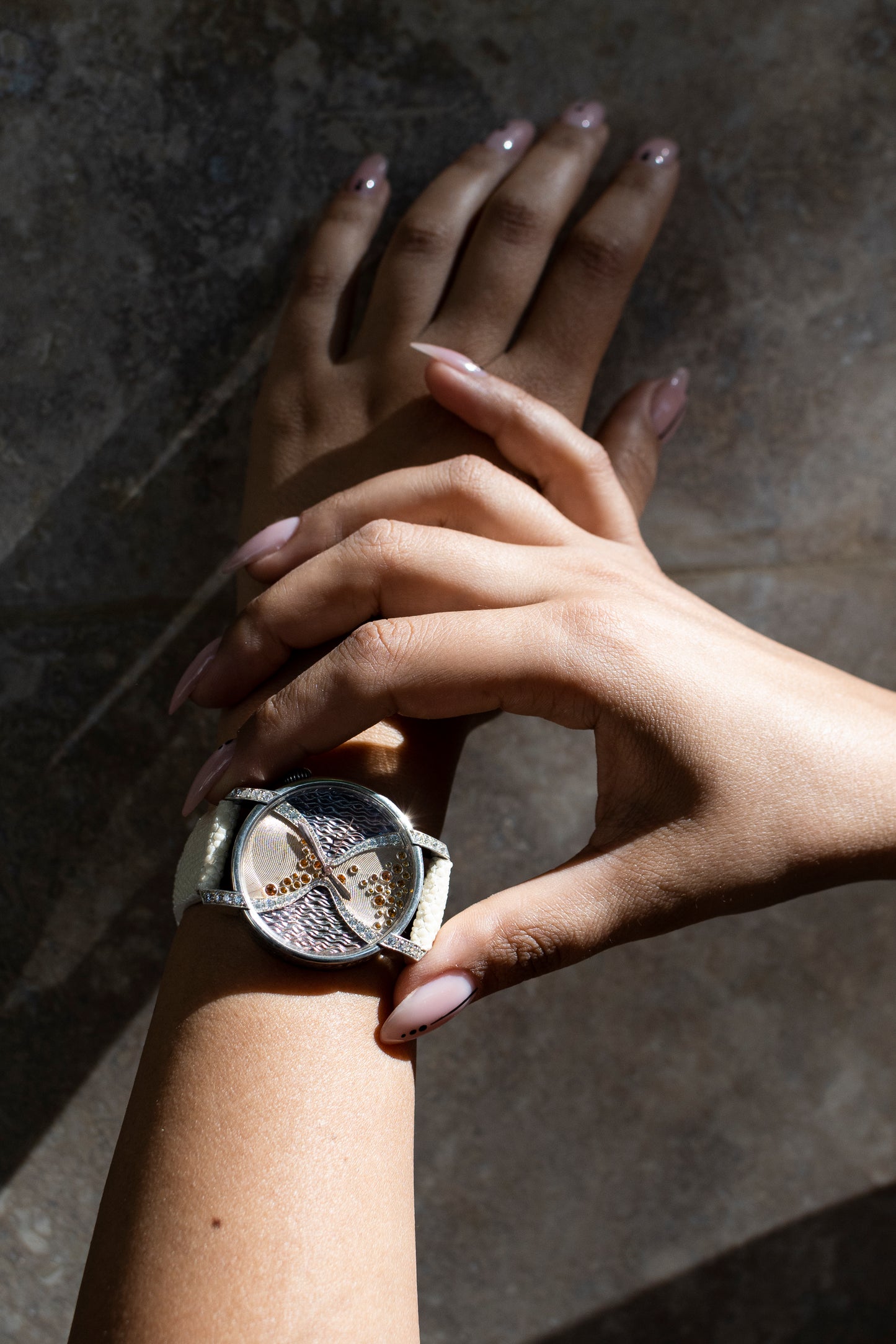 Women's Sterling Silver Watch In The Style Of An Antique Hourglass.