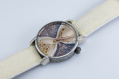 Women's Sterling Silver Watch In The Style Of An Antique Hourglass.