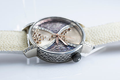 Women's Sterling Silver Watch In The Style Of An Antique Hourglass.