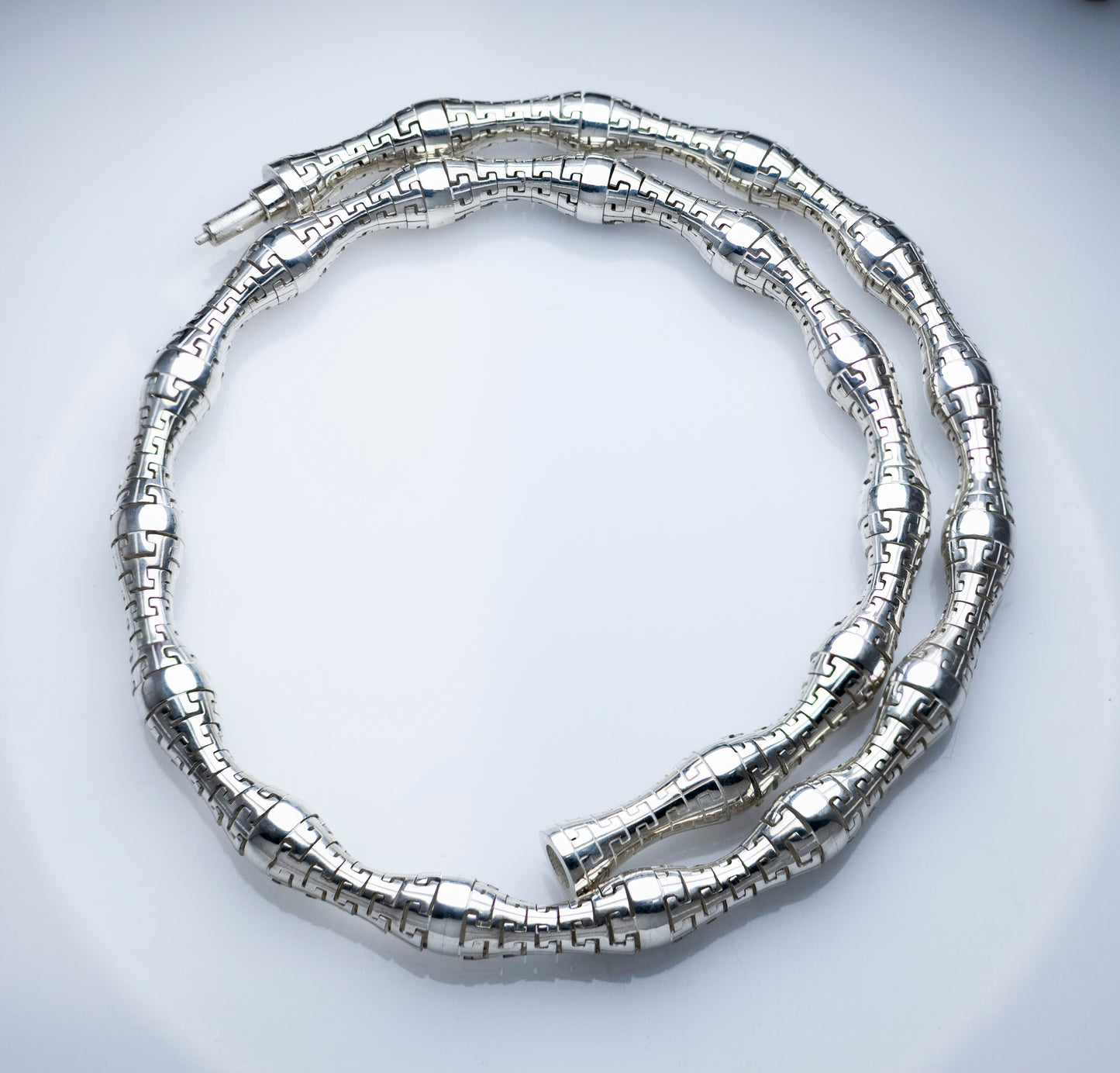 Sterling Silver  Geometric Textured Chain