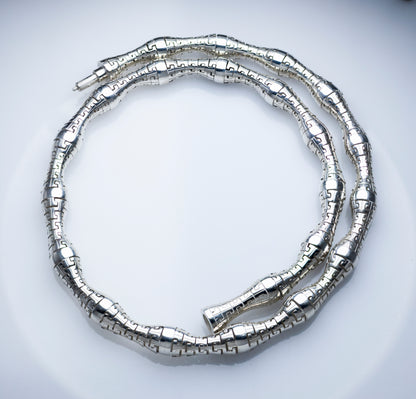 Sterling Silver  Geometric Textured Chain
