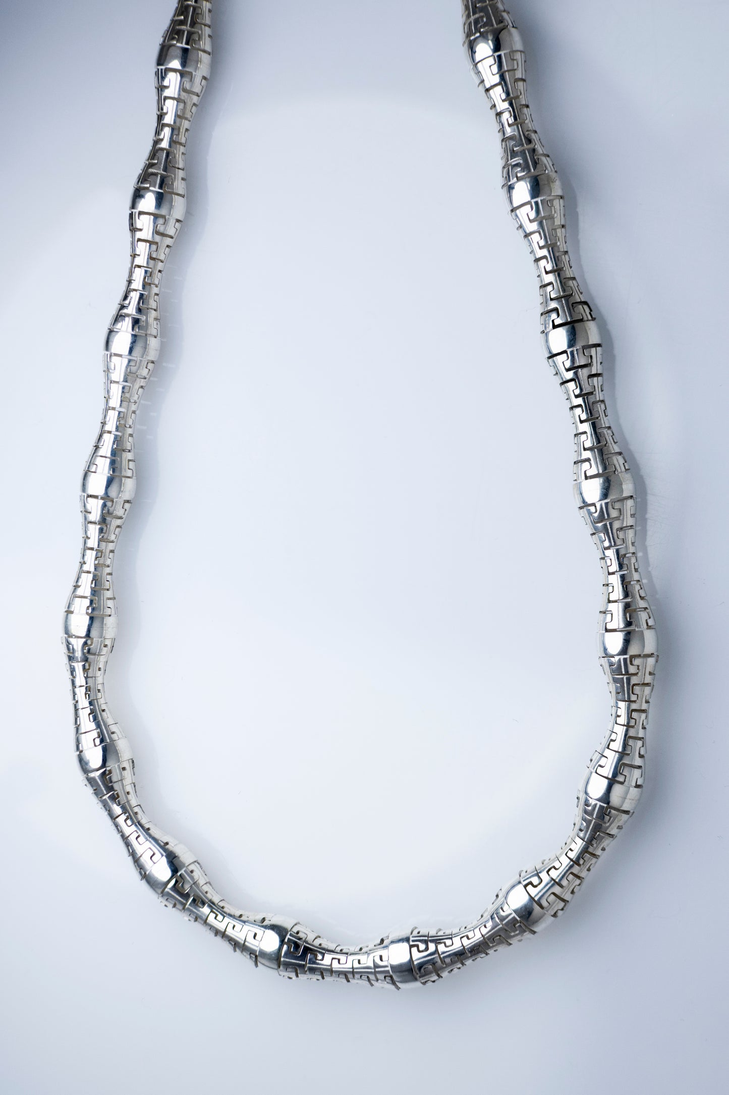 Sterling Silver  Geometric Textured Chain
