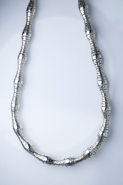 Sterling Silver  Geometric Textured Chain