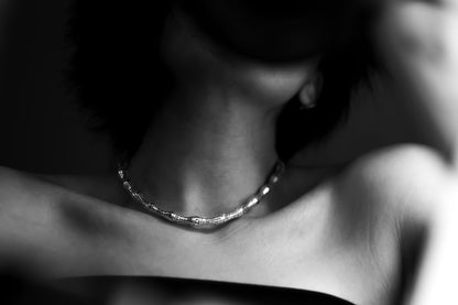 Sterling Silver  Geometric Textured Chain
