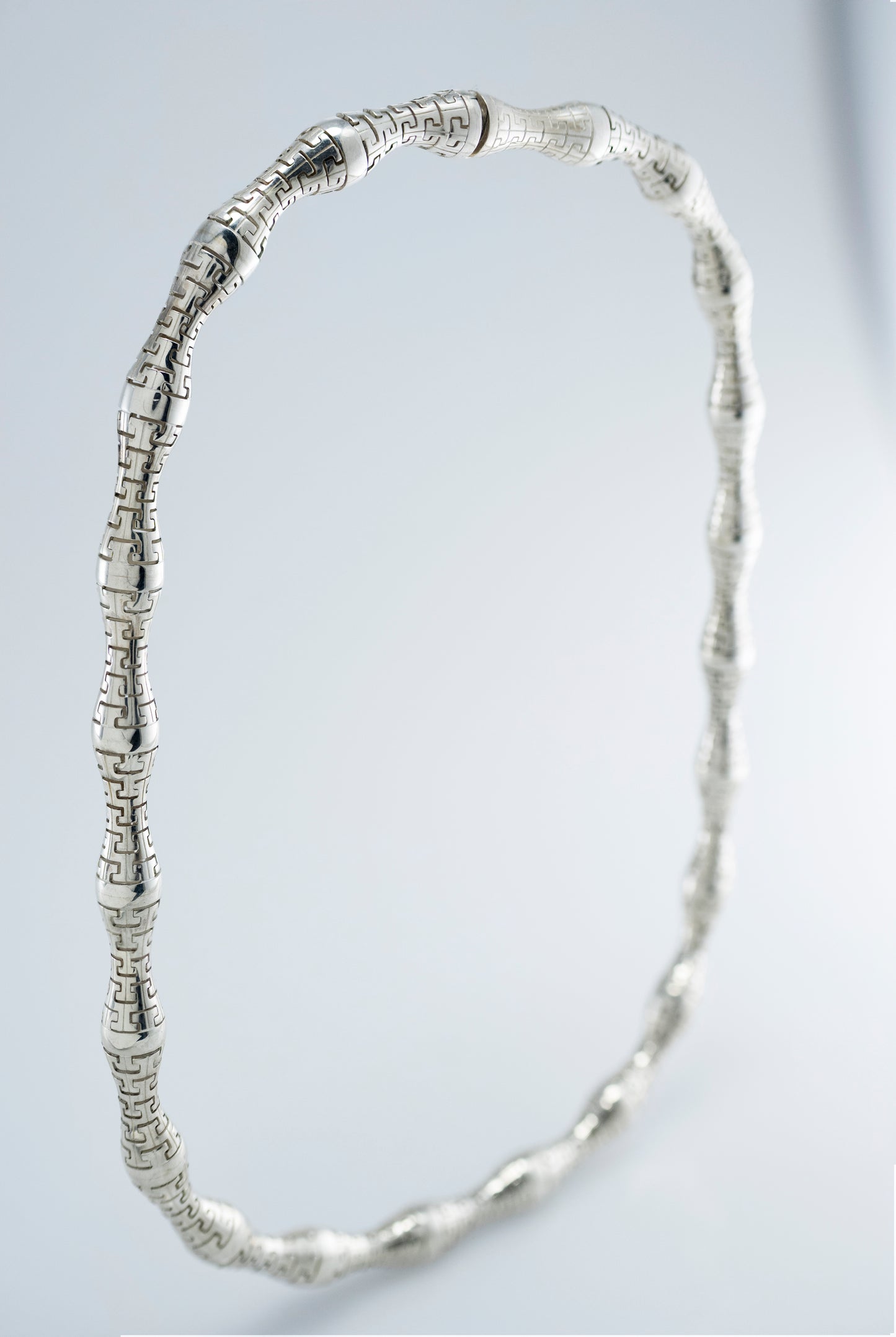 Sterling Silver  Geometric Textured Chain