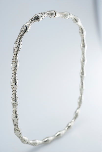 Sterling Silver  Geometric Textured Chain