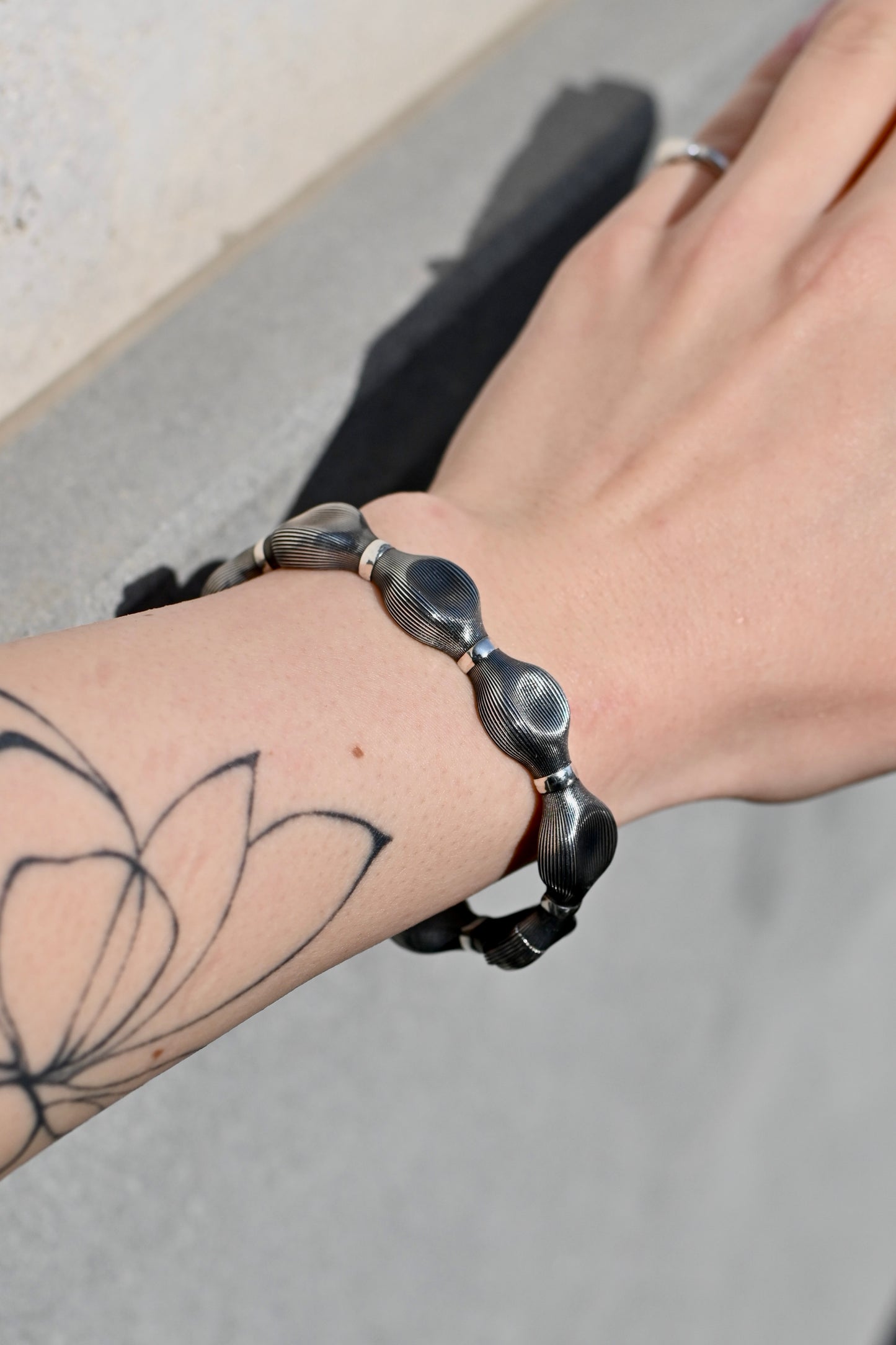 Handmade Sterling Silver Textured Link Bracelet | Modern 925 Jewelry