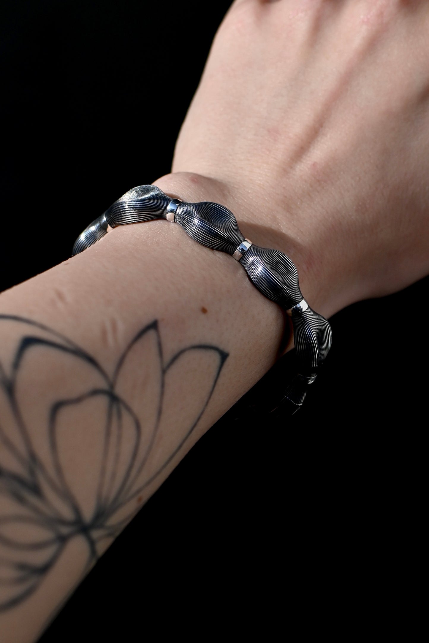 Handmade Sterling Silver Textured Link Bracelet | Modern 925 Jewelry