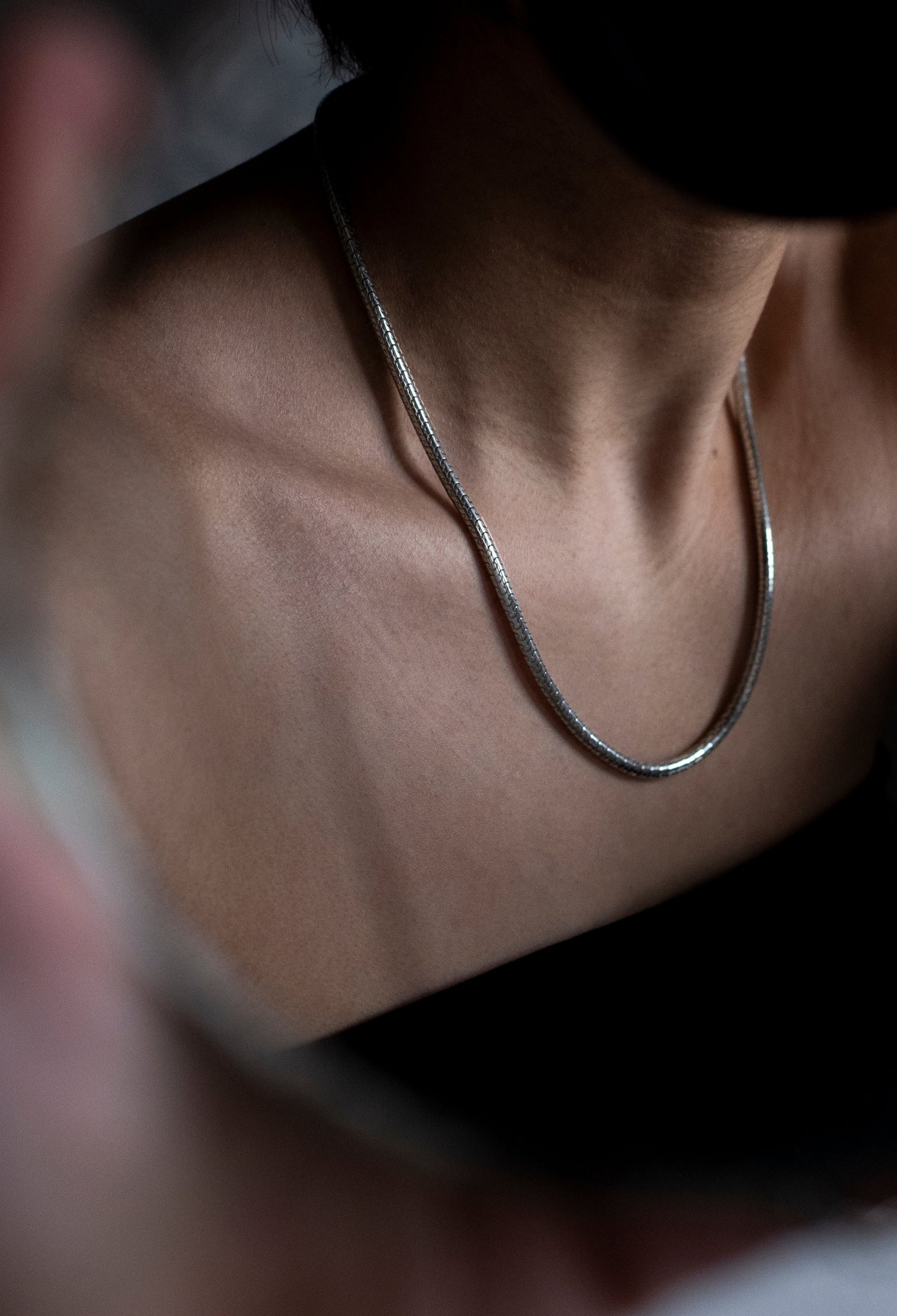 Sterling Silver Snake Chain Necklace – Puzzle Link, Minimalist Unisex Jewelry