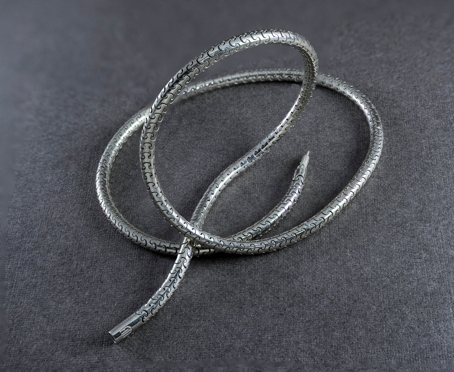 Sterling Silver Snake Chain Necklace – Puzzle Link, Minimalist Unisex Jewelry