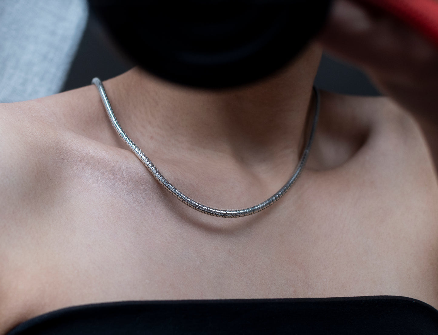 Sterling Silver Snake Chain Necklace – Puzzle Link, Minimalist Unisex Jewelry