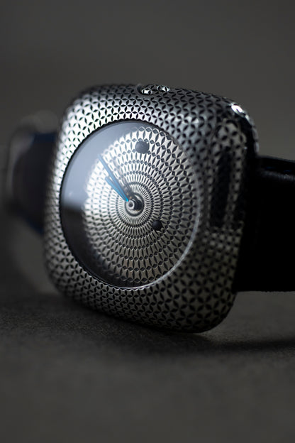 Handcrafted Sterling Silver 925 Watch | Geometric Dial Artisan Timepiece | Unisex Bihayna Design