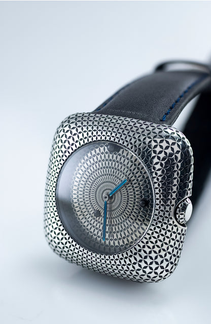 Handcrafted Sterling Silver 925 Watch | Geometric Dial Artisan Timepiece | Unisex Bihayna Design