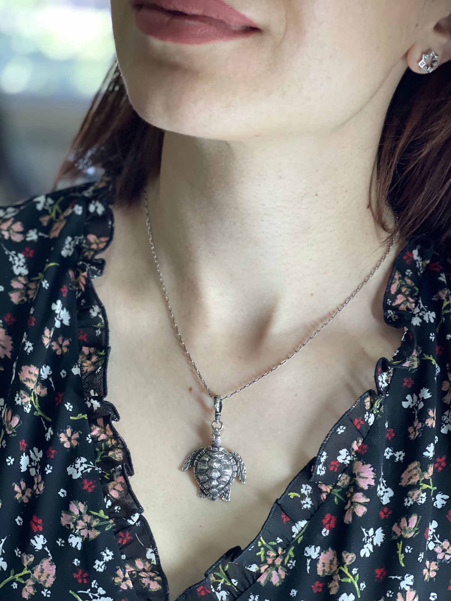 Sterling Silver Sea Turtle Pendant Necklace